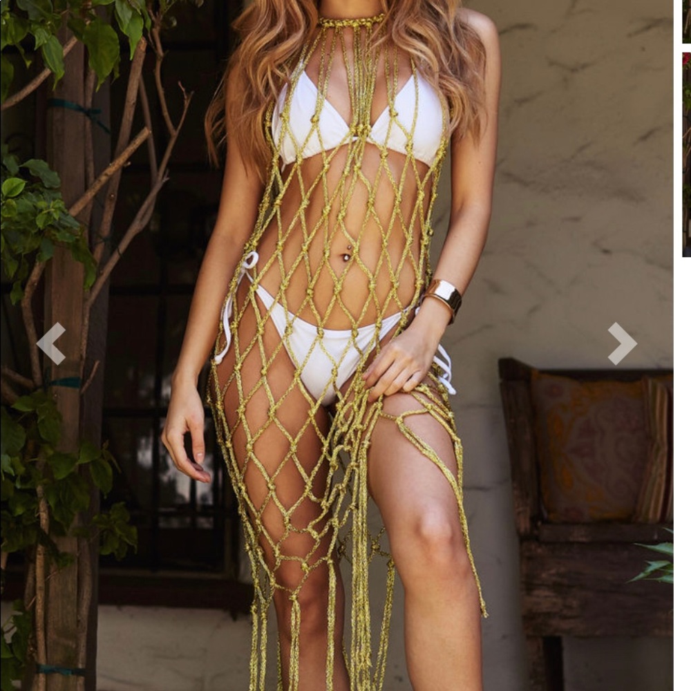 Sexy Net swim cover up golden color New